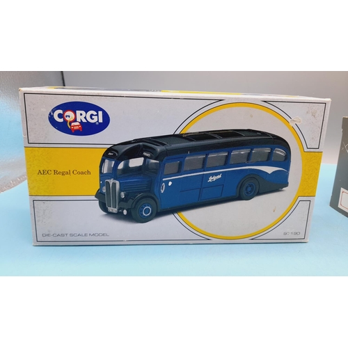 203 - Boxed Corgi Classics Models (2) 97190 AEC Regal Coach and Bedford Type OB Coach.