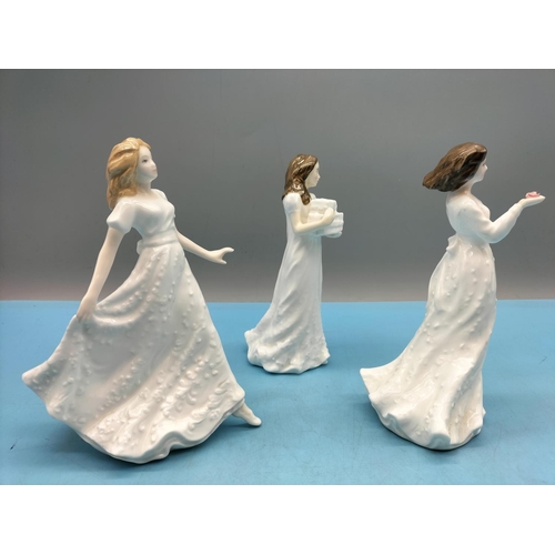 207 - Royal Doulton 15cm Lady Figures (3), 'Sentiments' HN 3491, 'With Love' HN 3393 and 'Christmas Parcel... 