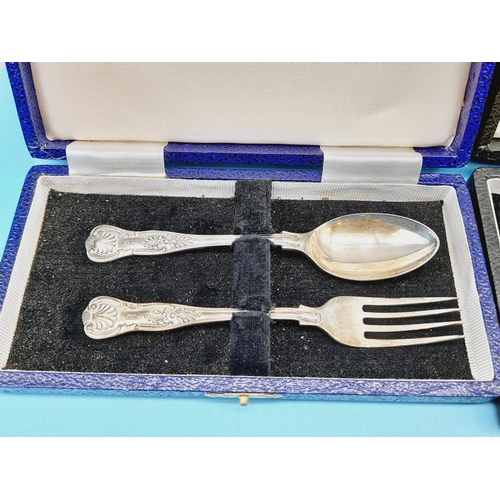 23 - Cased Silver Hallmarked Fork and Spoon Sets (2) 84 Grams.