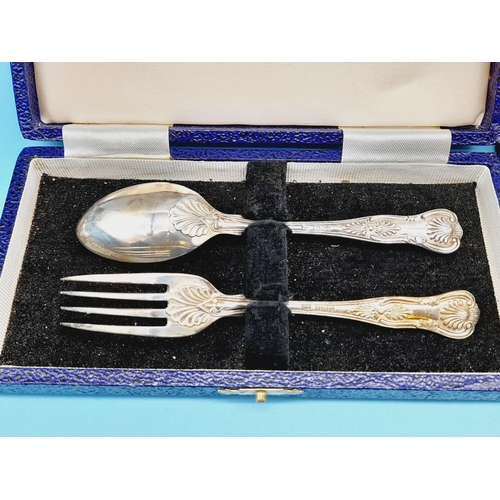 23 - Cased Silver Hallmarked Fork and Spoon Sets (2) 84 Grams.