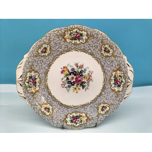 24 - Queen Anne China 21 Piece Tea Set in the 'Gainsborough' Pattern to include Trios (6), Cake Plate, Su... 