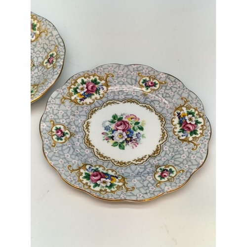 24 - Queen Anne China 21 Piece Tea Set in the 'Gainsborough' Pattern to include Trios (6), Cake Plate, Su... 