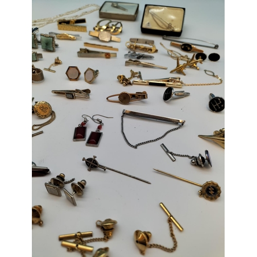 240 - Collection of Mixed Costume Jewellery, Tie Pins, Cuff Links, etc.