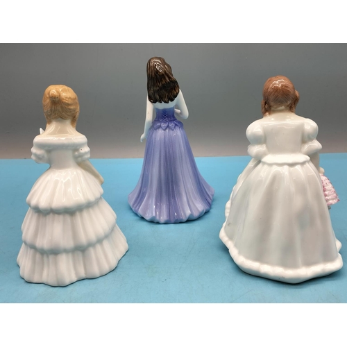 282 - Royal Doulton  Lady Figures 'Lynsey' HN 3043 and 'Julie' HN 2995 plus Coalport 'Ellie' Figure. Talle... 