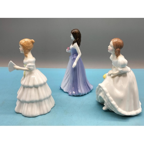 282 - Royal Doulton  Lady Figures 'Lynsey' HN 3043 and 'Julie' HN 2995 plus Coalport 'Ellie' Figure. Talle... 