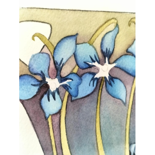 283 - Original Framed and Signed Moorcroft 'Gentian' Vase Watercolour 2012 by Kerry Goodwin 36cm x 43cm.