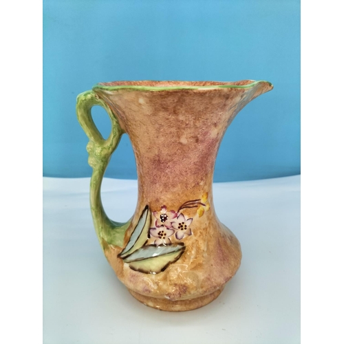 289 - Art Deco Hand Painted 18cm Pitcher with Impressed Bramble Pattern.