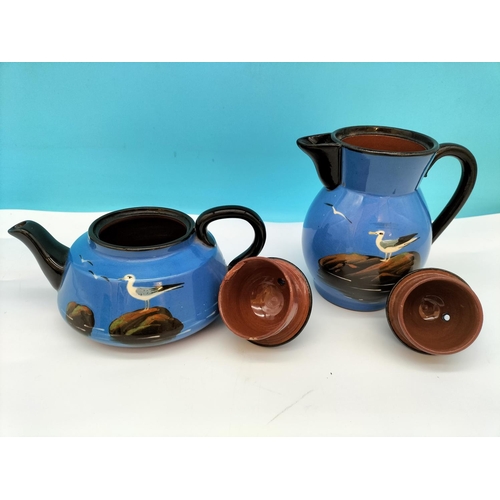 29 - Barton Pottery (Torquay) Coffee Pot, Teapot, Sugar Bowl and Milk Jug in the Seagull Design.