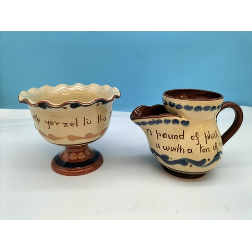 298 - Collection of Torquay Pottery Motto Ware (14) by Aller Vale, Longpark, Watcombe, etc  to include Jug... 