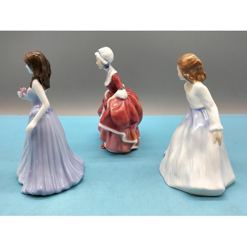 366 - Royal Doulton Lady Figures 'Andrea' HN 3058 and 'Goody Two Shoes' HN 2037 plus Coalport 'Ellie' Figu... 