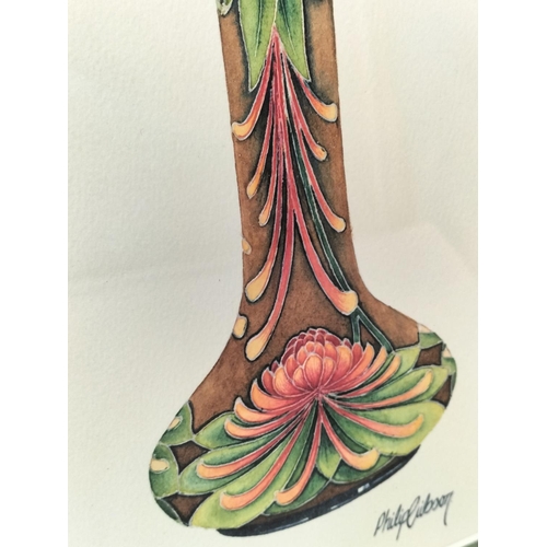 367 - Original Framed and Signed Moorcroft Water Lily Vase Watercolour by PHilip Gibson. 42cm x 33cm.