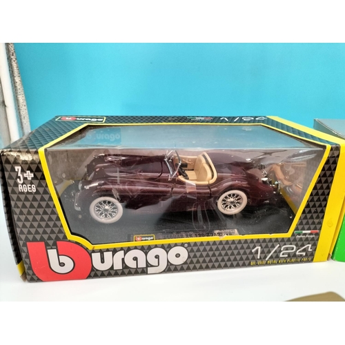 403 - Boxed Burago Model of a Jaguar XK120 Roadster, Welly 19863 Volkswagen T1 Bus plus 2 x Unboxed 1935 M... 