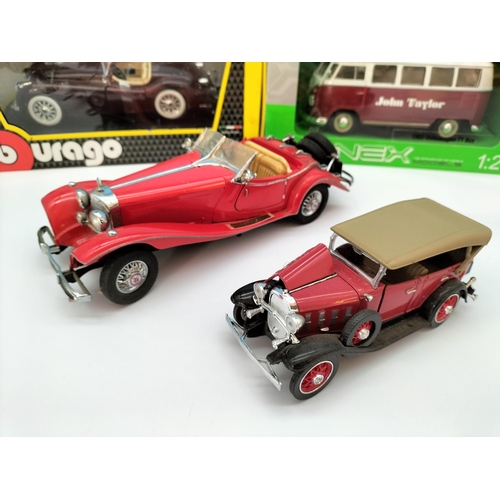 403 - Boxed Burago Model of a Jaguar XK120 Roadster, Welly 19863 Volkswagen T1 Bus plus 2 x Unboxed 1935 M... 