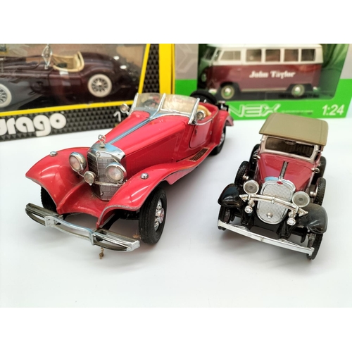 403 - Boxed Burago Model of a Jaguar XK120 Roadster, Welly 19863 Volkswagen T1 Bus plus 2 x Unboxed 1935 M... 