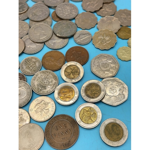 408 - Quantity of Mixed Coins to include One Shilling, Two Shilling Pieces, Mixed Hong Kong Coins, USA Coi... 