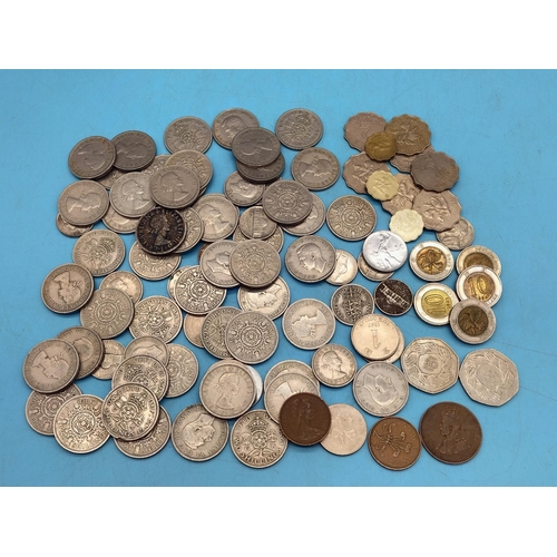 408 - Quantity of Mixed Coins to include One Shilling, Two Shilling Pieces, Mixed Hong Kong Coins, USA Coi... 