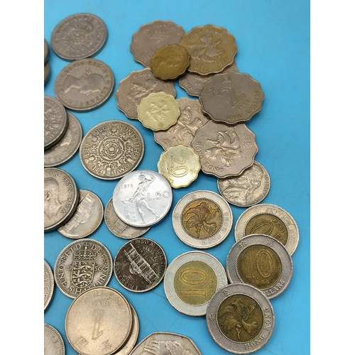 408 - Quantity of Mixed Coins to include One Shilling, Two Shilling Pieces, Mixed Hong Kong Coins, USA Coi... 