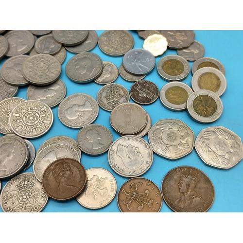 408 - Quantity of Mixed Coins to include One Shilling, Two Shilling Pieces, Mixed Hong Kong Coins, USA Coi... 