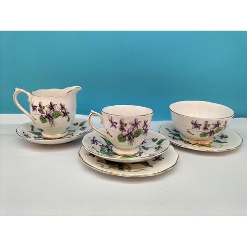 411 - 1950's Royal Albert 'Flowers of the Month' Series 'Violet No 2' Hand Painted 19 Piece Part Tea Set t... 