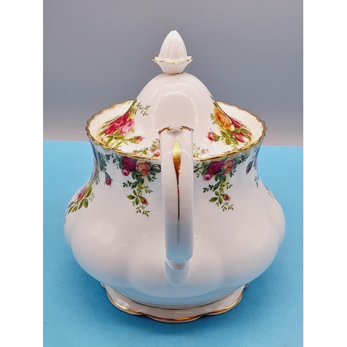 44 - Royal Albert 'Old Country Roses' Teapot. 19cm High, 25cm Spout to Handle. Seconds.