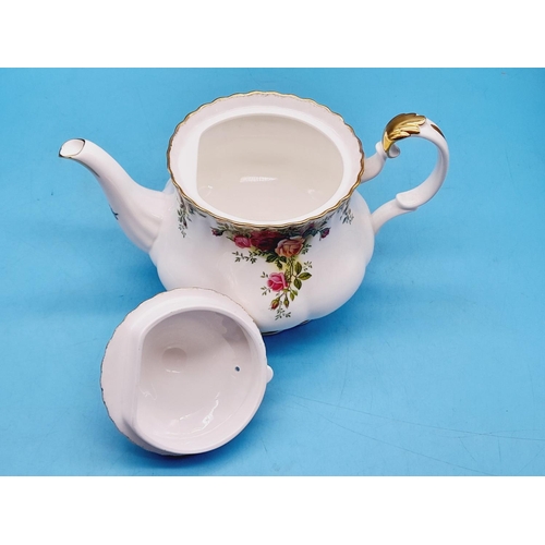 44 - Royal Albert 'Old Country Roses' Teapot. 19cm High, 25cm Spout to Handle. Seconds.