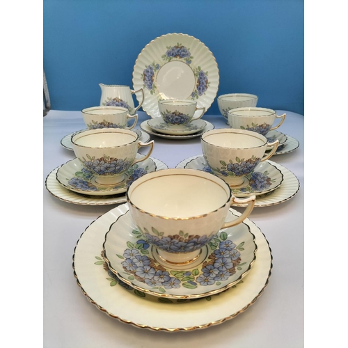 443 - Vintage Radfords (1928-1938) Bone China 21 Piece Tea Set in the 'Primula' Pattern to include Trios (... 