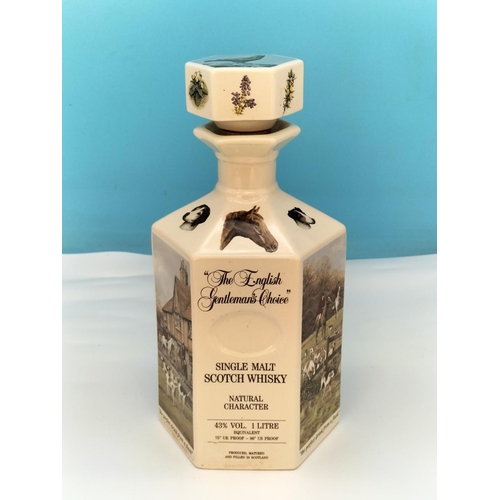 451 - Royal Victoria China 1L Whisky Decanter 'The English Gentleman's Choice, Collectors Series, Fox Hunt... 