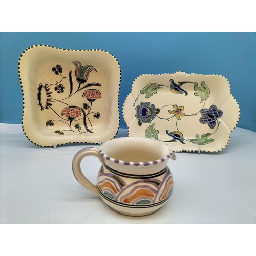 476 - Honiton Pottery Items (7) to include Dishes (4), Vases (2) and Jug. Tallest 10cm. Square Dish 20cm S... 