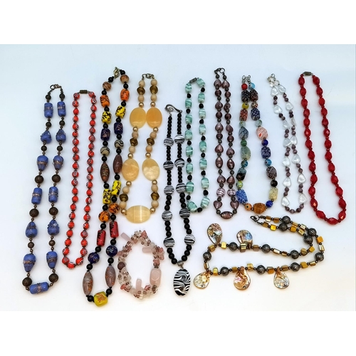 500 - Collection of Mixed Bead Necklaces to include Lampwork Beads, Murano Glass Beads, etc.