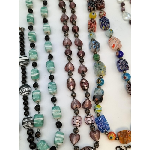 500 - Collection of Mixed Bead Necklaces to include Lampwork Beads, Murano Glass Beads, etc.