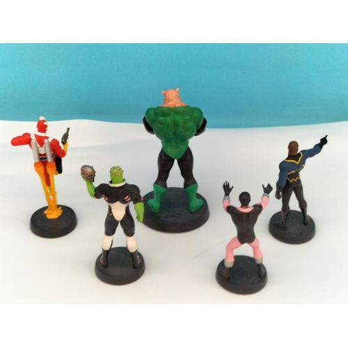 52 - Die-Cast Metal DC Comic Characters (5) to include Kilowog, Adam Strange, Brainiac, etc. Tallest 13cm... 