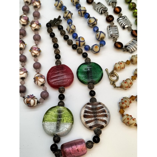 531 - Collection of Mixed Bead Necklaces to include Lampwork Beads, Murano Glass Beads, etc.