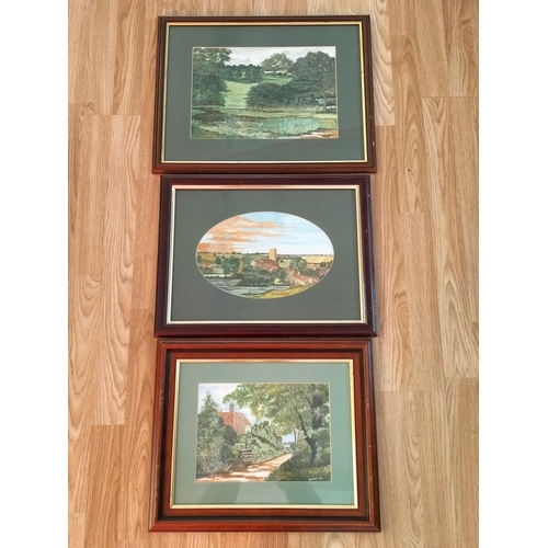 640 - Framed Signed Watercolour Landscapes (3) by Maurice Wright. Largest 40cm x 50cm.