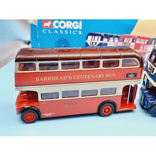 75 - Boxed Corgi Classics 33001 Routemaster Around Britain Bus Set plus London 2012 Bus.