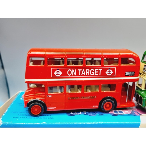 75 - Boxed Corgi Classics 33001 Routemaster Around Britain Bus Set plus London 2012 Bus.