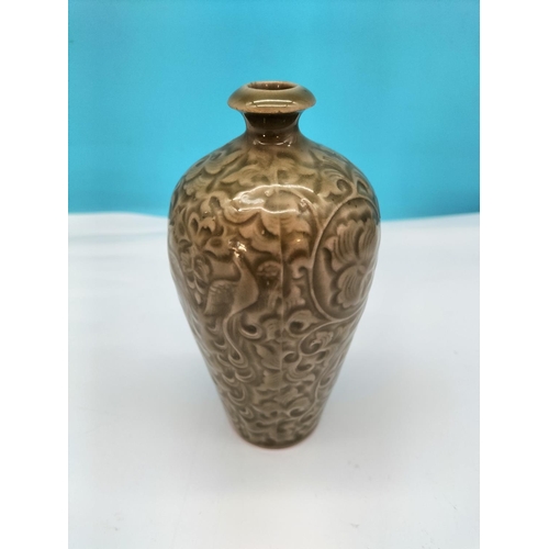 78 - Miniature 13cm Chinese Celadon Bottle Vase.