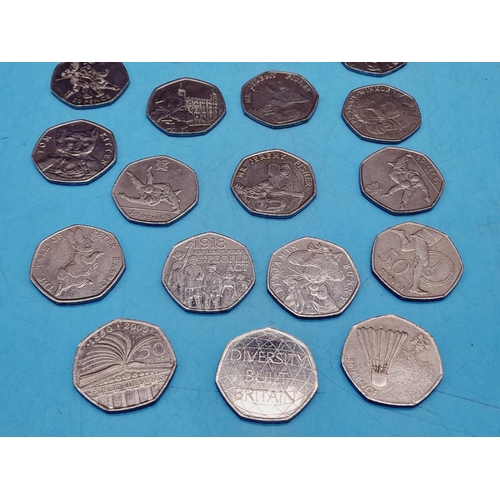 79 - Eighteen 50p Coins to include Peter Rabbit, Paddington Bear, Olympics, etc.