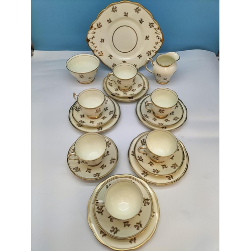 85 - Vintage Salisbury Bone China (1949-1952) 20 Piece Part Tea Set in a Scottish Thistle Design. One Cup... 