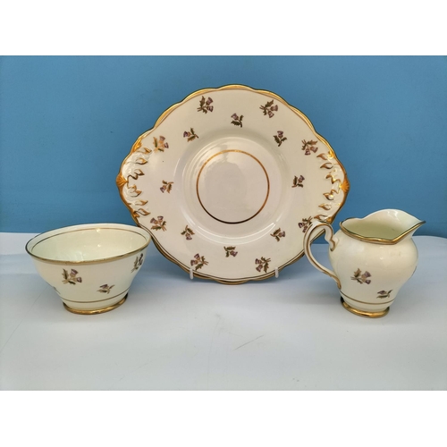 85 - Vintage Salisbury Bone China (1949-1952) 20 Piece Part Tea Set in a Scottish Thistle Design. One Cup... 