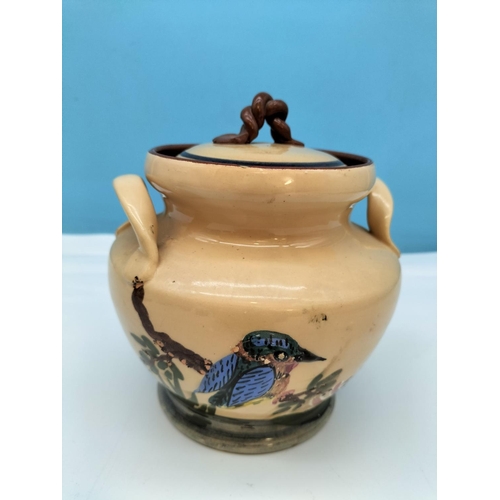 87 - Collection of Torquay Pottery Wares (6) to include 'Parrot' Tri Handled 25cm Vase and Other Bird Rel... 