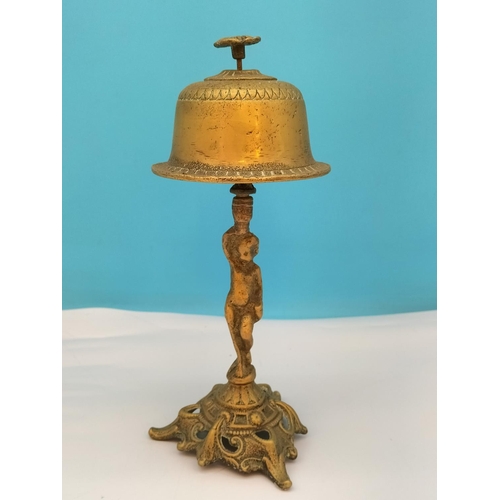 229 - Brass Cherub Counter/Service Bell. 25cm Tall.