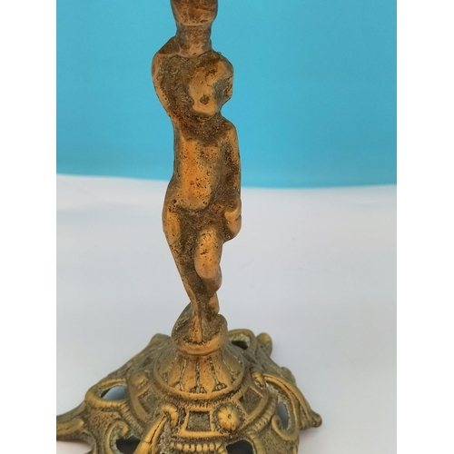 229 - Brass Cherub Counter/Service Bell. 25cm Tall.