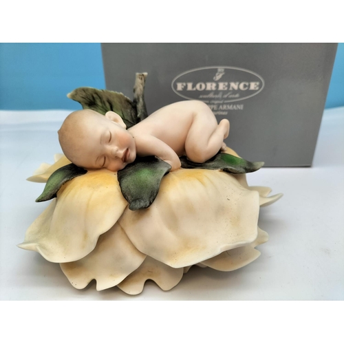 438 - Boxed Florence Giuseppe Armani 'Rose' Baby. 10cm High, 16cm x 16cm.