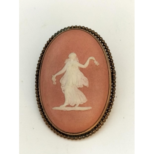 474 - Wedgwood Pink Jasper 'Dancing Hours' Brooch.