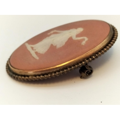 474 - Wedgwood Pink Jasper 'Dancing Hours' Brooch.