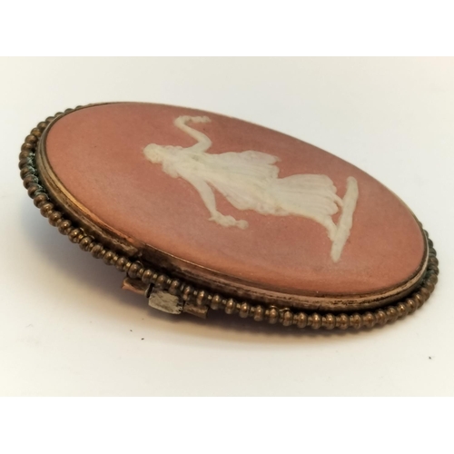 474 - Wedgwood Pink Jasper 'Dancing Hours' Brooch.