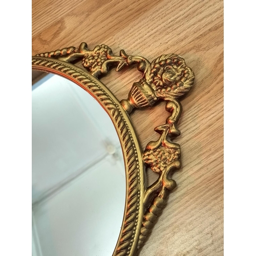 484 - Mid Century Cast Metal Gilded Wall Mirrors (2). Largest 104cm x 34cm. Collection Only.