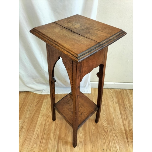 485 - Early 20th Century Oak Plant Stand and Modern Hand Painted Plant Pot, plus 55cm Hand Painted Ceramic... 