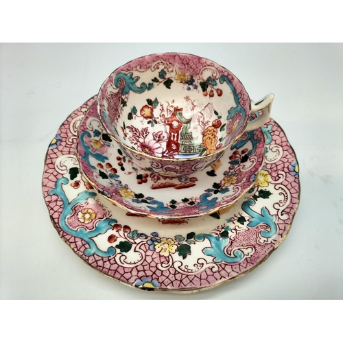 502 - Wild Bros (c1904) 36 Piece 'Chinese Pagoda' Pattern Tea Ware to include Cups, Saucers, Bread and But... 