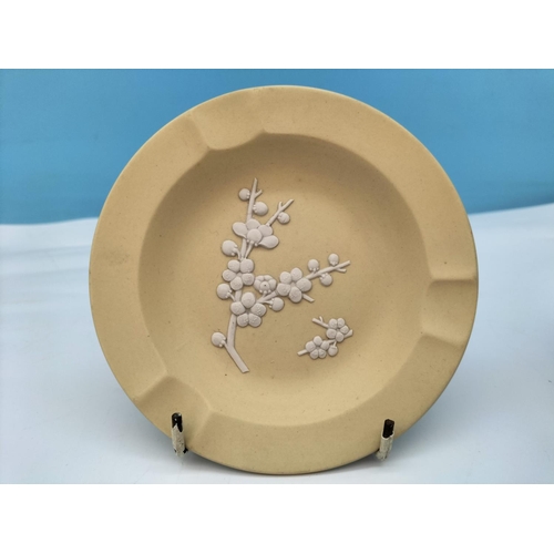 533 - Wedgwood Primrose/Yellow Jasper Prunus Pattern Bowl and Ashtray. Bowl 6.5cm High, 12cm Diameter.